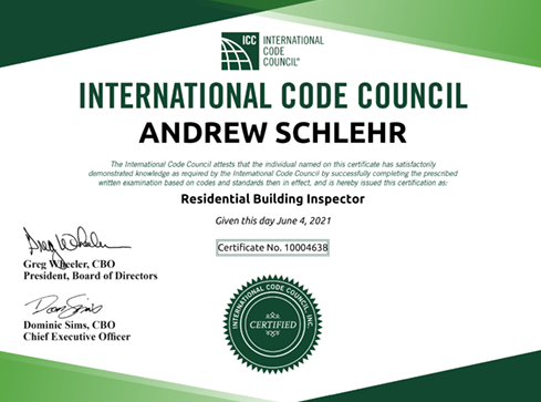 B-1 Residential Building Inspector Certification