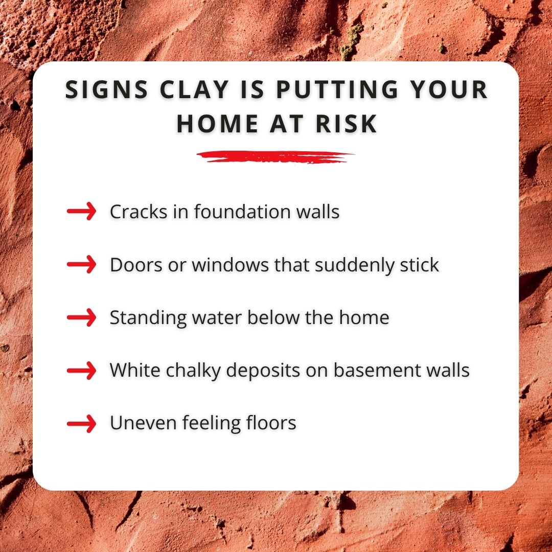 signs that clay is putting pressure on your home's foundation
